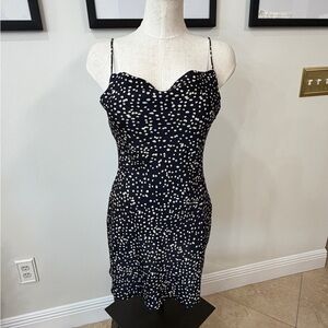 Elegant Navy  White Polka Dot Dress
